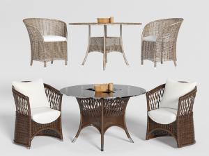 东南亚藤编单人沙发茶几组合3d模型 东南亚藤编单人沙发茶几组合