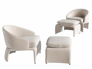 后现代布艺单人沙发脚踏3d模型 后现代布艺单人沙发脚踏