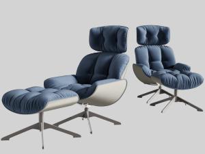 现代软包坐垫靠背的休闲椅子脚踏