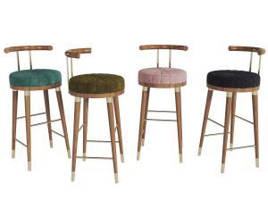 现代轻奢布艺圆形吧椅