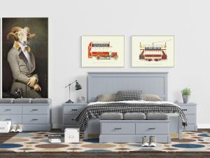 北欧实木儿童床卡座