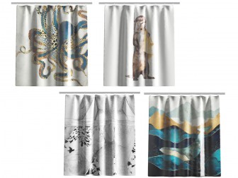 装饰山脉动物图案的布帘门帘3d模型 装饰山脉动物图案的布帘门帘