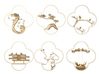 新中式梅花造型的墙饰挂件