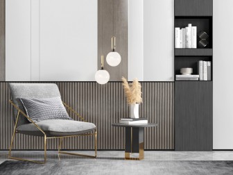 现代轻奢休闲椅子茶几