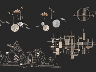 新中式荷花山脉墙饰挂件