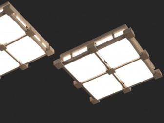 日式实木边框的吸顶灯3d模型 日式实木边框的吸顶灯