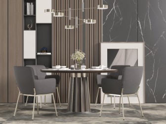 现代轻奢圆形餐桌椅组合