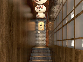 日式酒店过道走廊