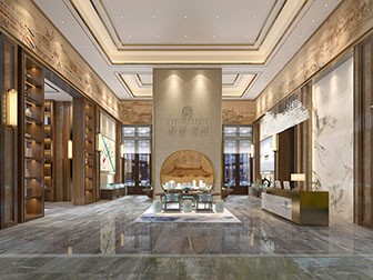 新中式售楼处大厅大堂接待前台