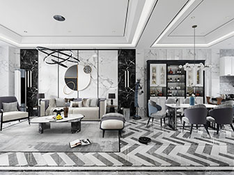 现代轻奢客厅餐厅