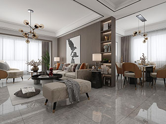 现代轻奢客厅餐厅