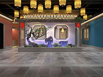 新中式景观小品酒店大堂大厅