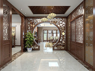 中式古典走廊过道垭口