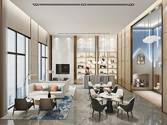 后现代售楼处大厅接待前台洽谈区