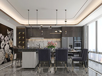 现代轻奢餐厅水吧台厨房