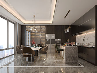 现代轻奢餐厅厨房