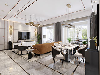 现代轻奢客厅餐厅