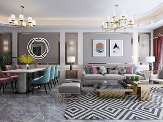 现代轻奢客厅餐厅