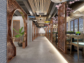 新中式餐馆饭过道走廊
