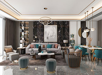 现代轻奢客厅餐厅
