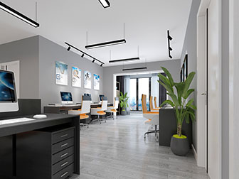 现代住宅楼中的公共办公区