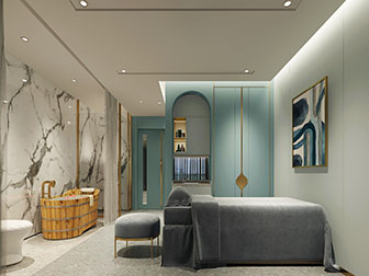 现代轻奢美容院会所spa护理房按摩床