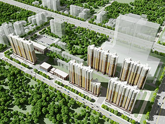 现代小区规划鸟瞰图