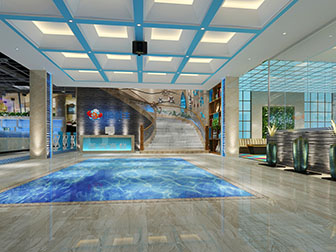 后现代海鲜超市大厅接待前台