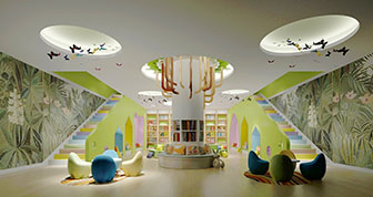 现代幼儿园大厅活动图书室