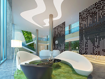 后现代大堂前台接待台接待洽谈区