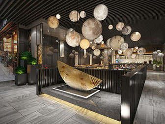 新中式饭店餐馆就餐区