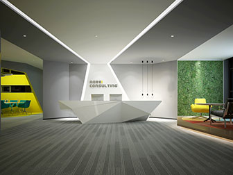 后现代大堂前台接待台洽谈区