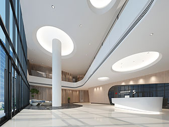 现代大堂前台接待台会客区