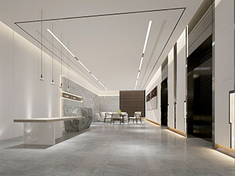 新中式大堂前台接待台休息区