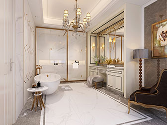 现代轻奢卫浴间卫生间浴缸