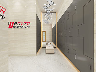 现代健身房更衣寄存柜区