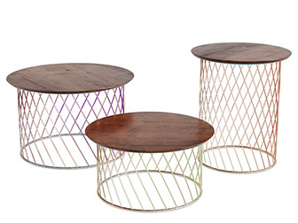 现代轻奢圆形网状支架的茶几