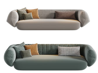 后现代布艺多人沙发