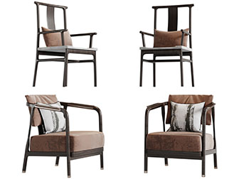 新中式实木扶手休闲椅子