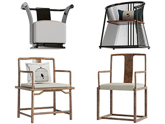 新中式实木边框休闲椅子