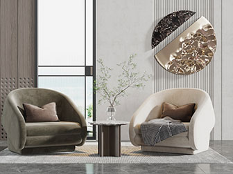 后现代布艺单人沙发3d模型 后现代布艺单人沙发