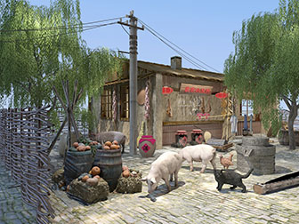 中式农家院农具老房子