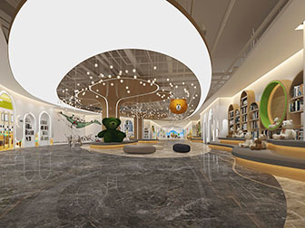 现代幼儿主题的书吧图书馆阅览室