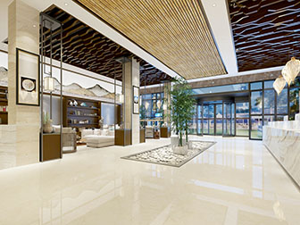 新中式酒店接待区前台