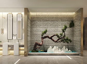 新中式公共卫生间洗手间景观小品