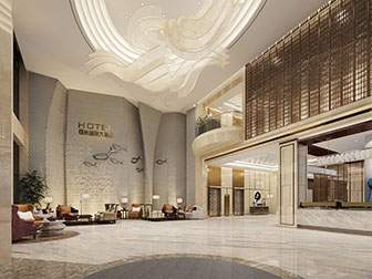 现代酒店大堂前台接待区
