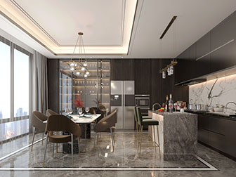 现代轻奢餐厅厨房