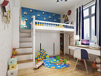 北欧儿童房卧室上下床