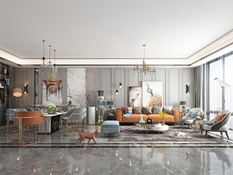 现代轻奢客厅餐厅