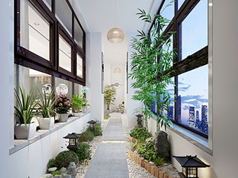 新中式阳台景观